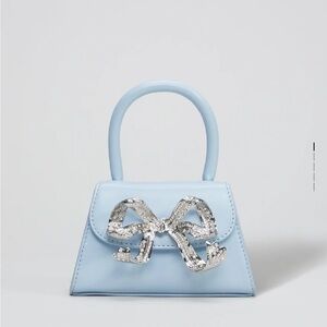 SELF PORTRAIT Micro Mini Bow Bag in Blue Silver